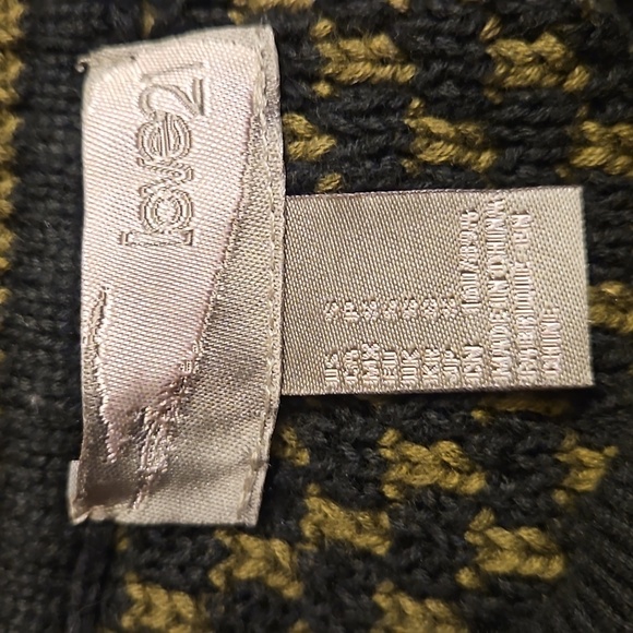 Olive Green Black Knit Crew Neck Sweater, S - Picture 6 of 7